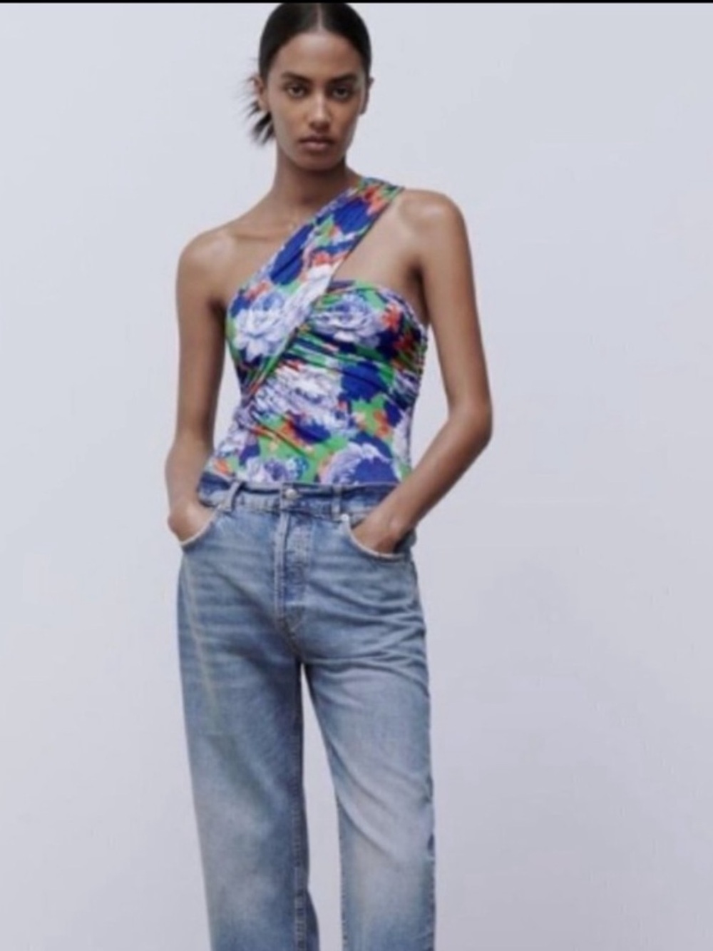NWT Zara Floral One-Shoulder Bodysuit - Picture 5 of 10